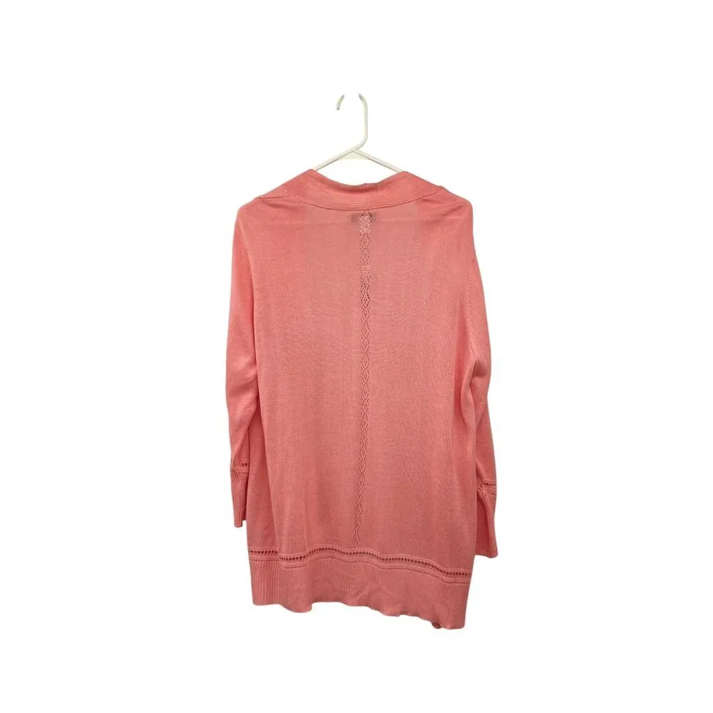 Christopher & Banks Cardigan Womens XL Peach Pink Open Front 3/4 Sleeve NEW - Picture 3 of 16